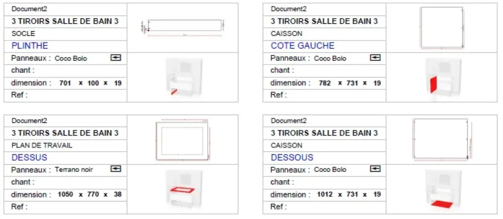 A custom bathroom vanity: manufacturing file labels 1