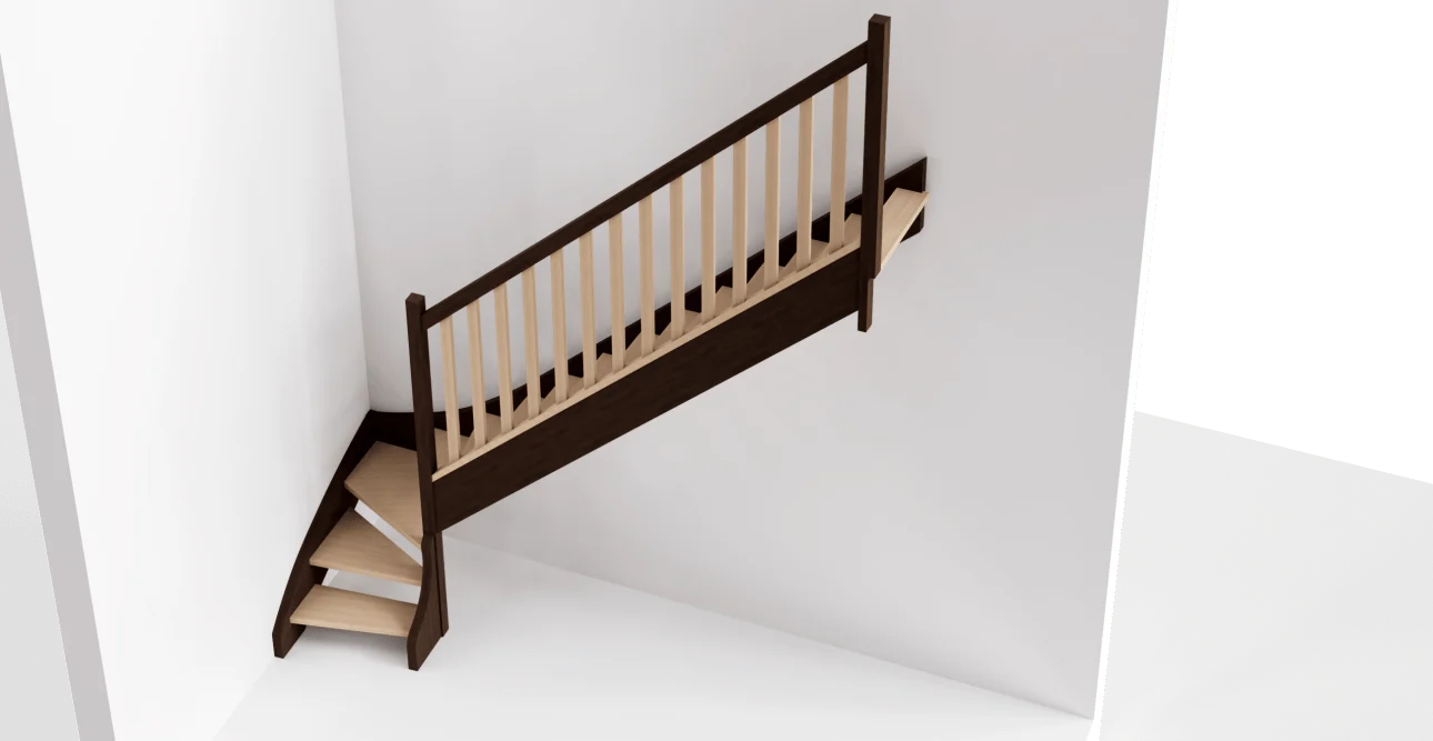 Show : Quarter-turn wooden staircase modelled in 3D