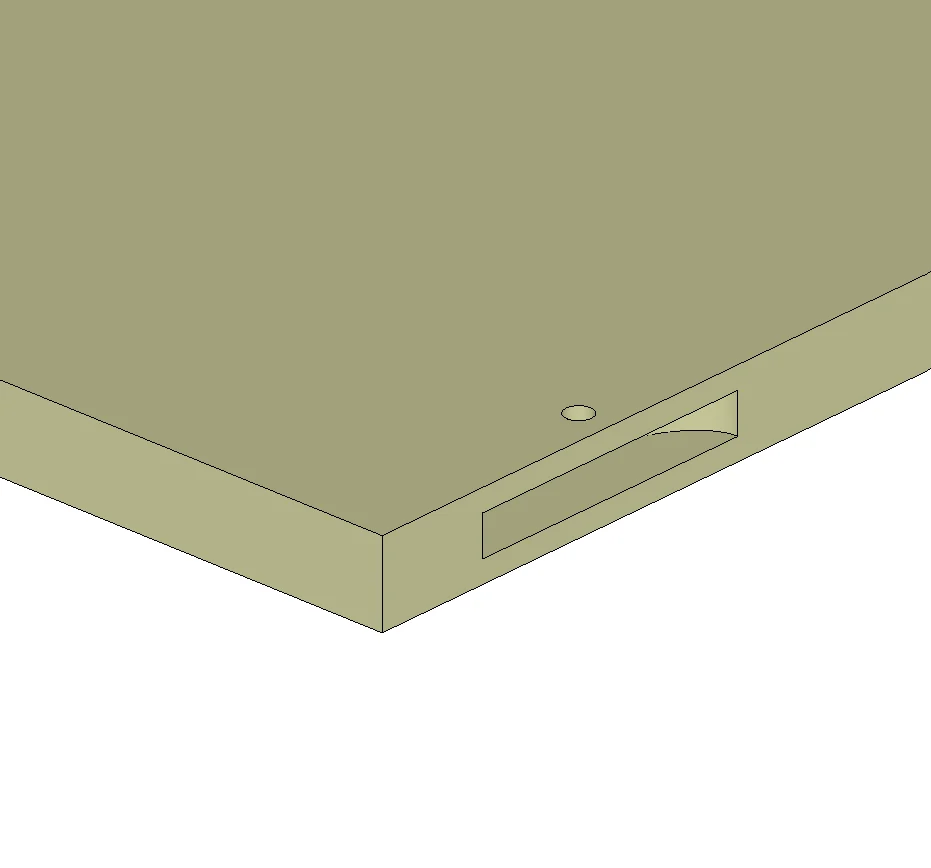 Lamello machining on a panel edge
