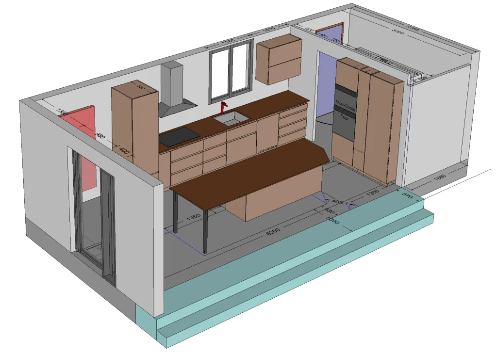Illustration for 3D kitchen design with Aleker