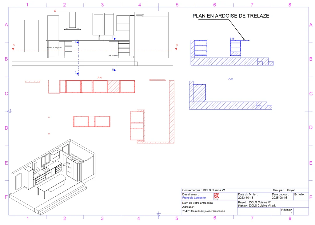 Designing a 3D kitchen with Aleker Designer: drawing technique 2d kitchen en 3d 1 1