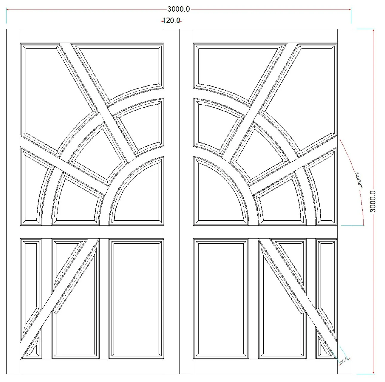 Show : Custom double-leaf gate with arched geometric patterns