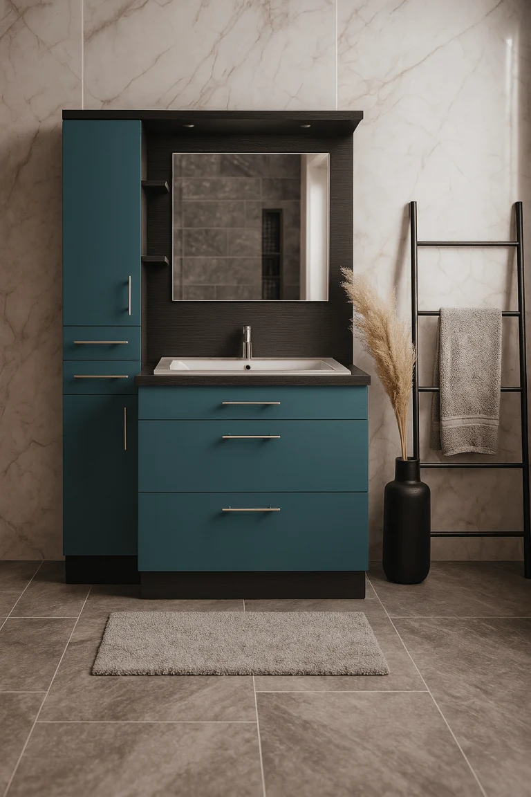 A custom bathroom vanity: bathroom bleu ocean egger 1 1