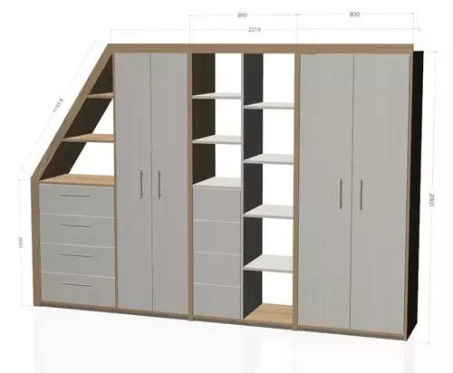Manufacturing a cupboard under a sloped ceiling: sous pente 1