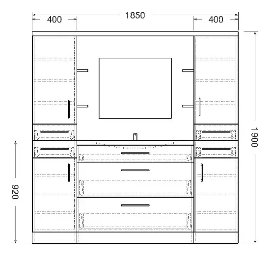 A custom bathroom vanity: views en drawing furniture sdb 1